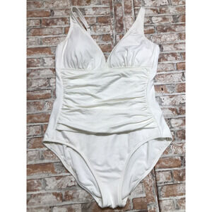 Jantzen Women's Swimsuit Sz 14 One Piece Tummy Control white Lightly Padded